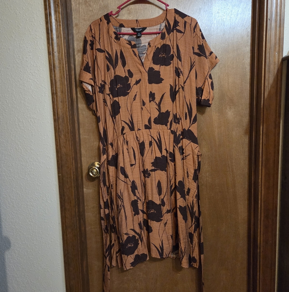 Simply Vera Vera Wang Brown Floral Midi Dress